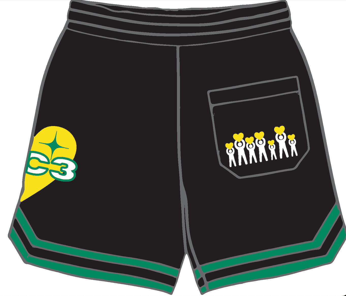 Spread the Love Premium Black Mesh Shorts